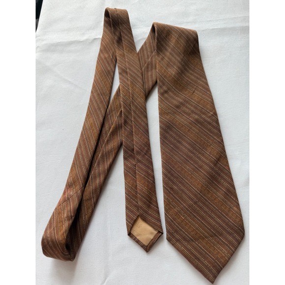 Gucci Striped Silk Necktie Brown Patterned Business‎ Formal - Picture 1 of 7
